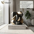Voxel™ Kinetic Geometry Collection – The "Prisma Block" | Precision-Interlocking Modular Sculpture (Matte Coal &amp; Mirrored Gold)