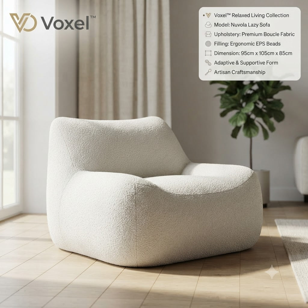 Voxel™ Cloud-Form Collection – The "Nuvola" Ergonomic Bouclé Lazy Sofa